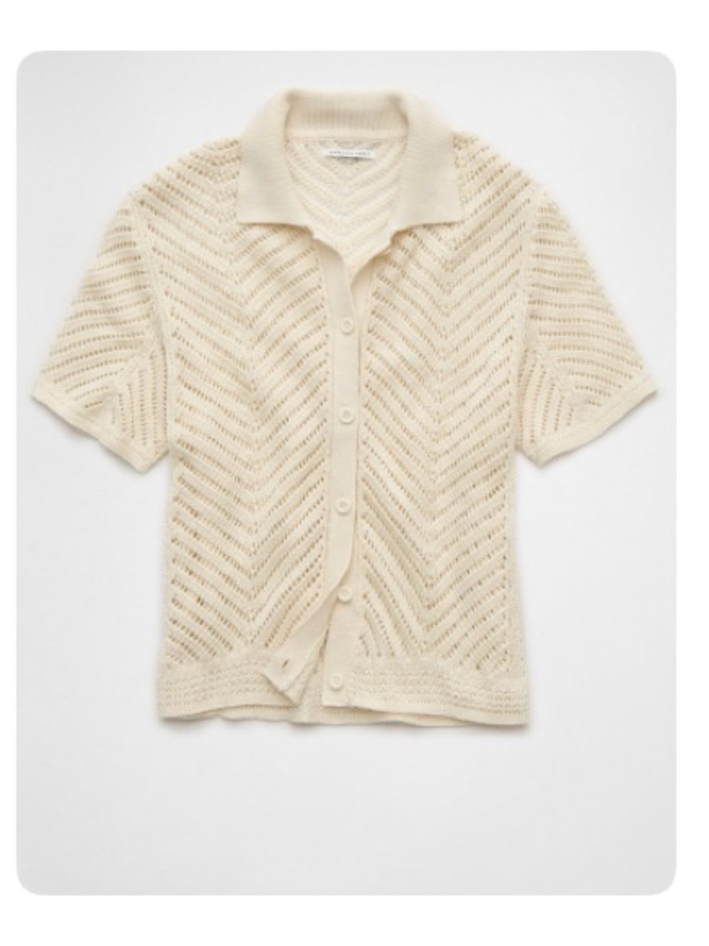 American Eagle Cream Crocheted Collared Button Up Cardigan
